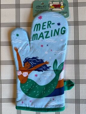 Blue Q Light Blue Mermaid Oven Mitt with Green Tail